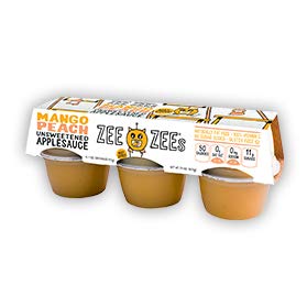 Zee Zees Unsweetened Mango Peach Applesauce Cups, All Natural, No Sugar Added, 4 oz Cups, 24 pack