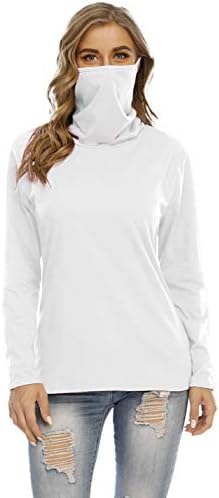 Hooever Womens Loose Fashion Ear Hanging Type Mask T-Shirt High Collar with Mask Blouse 1 Hooever Womens Loose Fashion Ear Hanging Type Mask T-Shirt High Collar with Mask Blouse