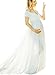 Saslax Maternity Split Front Sheer Chiffon Maternity Gown Maxi Bridesmaid Dress for Photos Shoot White M
