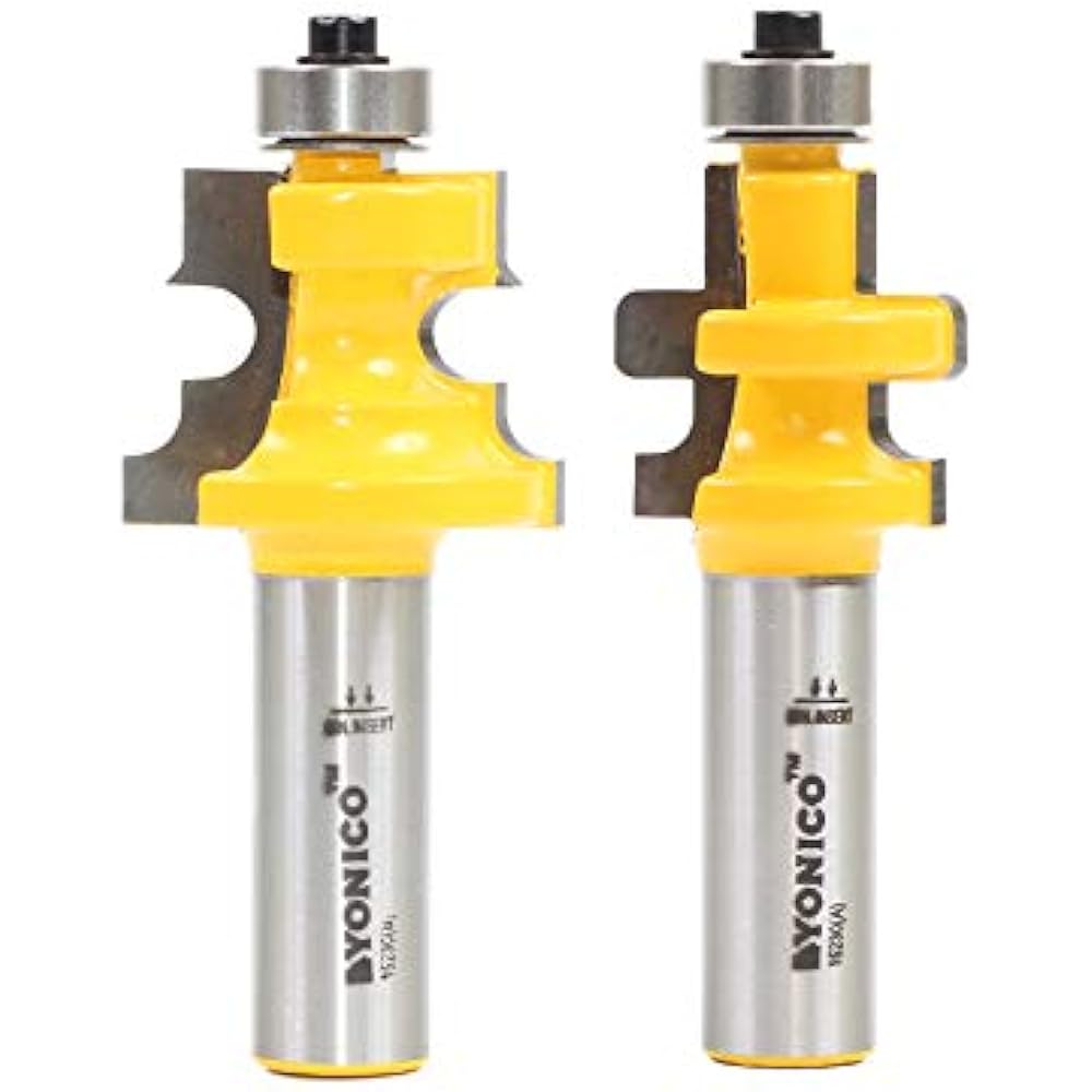 Yonico 15230 Flooring Bit Tongue And Groove Router Set 1/2Inch Shank