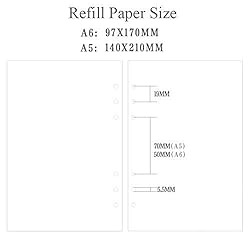 Blank Refill Paper for 6 inch A6 6-Holes Round Ring