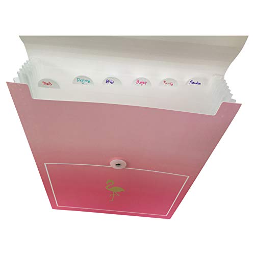 Vertical Expandable File Folder, Expanding File Folder Cute Accordion Folder 7 Pocket Expanding File with Tabs and Report Covers (Pink) - Thumbnail 3