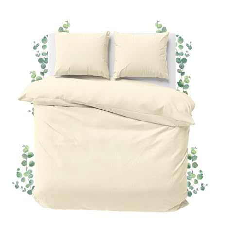JACOBSON Bettwäsche 100% Baumwolle (240x220cm, Natur, 3-teilig)
