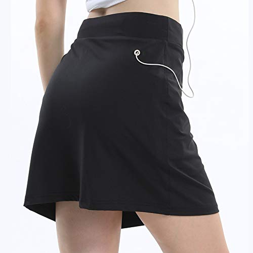 Toomett Women Anytime Active with Underneath Shorts Skorts Lightweight Quick Dry Workout with Pocket Skirt,#178,Black,US S