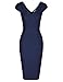 MUXXN Womens Elegant V Neck Sleeveless Wear to Work Office Pencil Dress (Blue M)