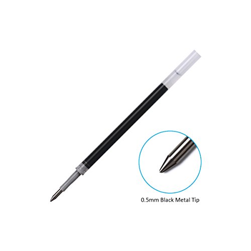 Elzo Gel Pen Refills, Pack of 10 for Elzo 3 in 1 Capacitive Disc Stylus Gel Pens, Pack of 10, 0.5mm Metal Tip, Black Ink
