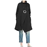 Minibee Women's Long Sleeves Dress Cowl Neck Pullovers Irregular Hem Sweater Dress with Pockets