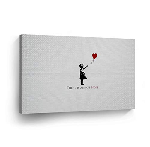 SmileArtDesign Banksy Canvas Print There is Always Hope Digital Illustration from London Banksy Wall Art Home Decor Decorative Artwork Living Room Office Wall Decor Ready to Hang Made in USA 8x12