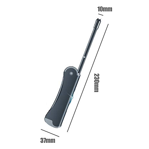 Candle Lighters,Windproof Electric 2in1 USB Rechargeable Arc Long Lighter with Flexible Neck Foldable Flameless Pocket Lighters for BBQ Grill Firework Cupcake Fireplace Cigarette (Black)