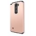 ATUS - Hybrid Dual Layer Hard Cover TPU Skin Case with Tempered Glass Screen Protector Compatible with LG Stylo 2 Plus (Rose Gold/Black)