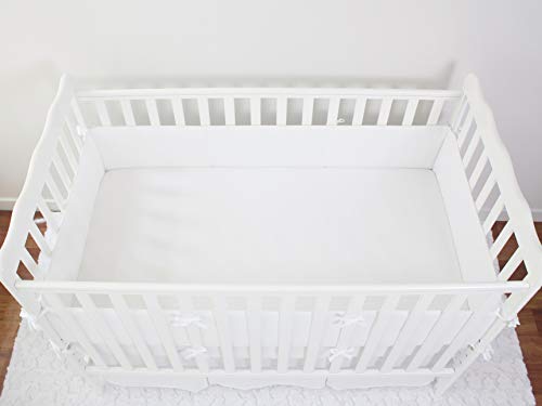 CaSaJa Napping Microfiber Crib Bumper Pads Protector, Soft and Breathable for Baby Boys and Girls, Fits Standard Size Crib and Toddler Beds 28 inches x 52 inches, Machine Washable, White Color - Thumbnail 7