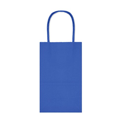 12CT Small Royal Blue, Natural (Biodegradable), Vivid Colored Paper Gift Goody Kraft Bag with Colored Sturdy Handle (Small, Royal Blue)