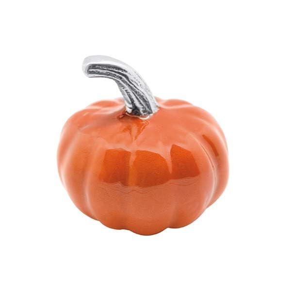 MARIPOSA 1284 Orange Pumpkin Napkin Weight Handcrafted, 100% Recycled Aluminum, Silver