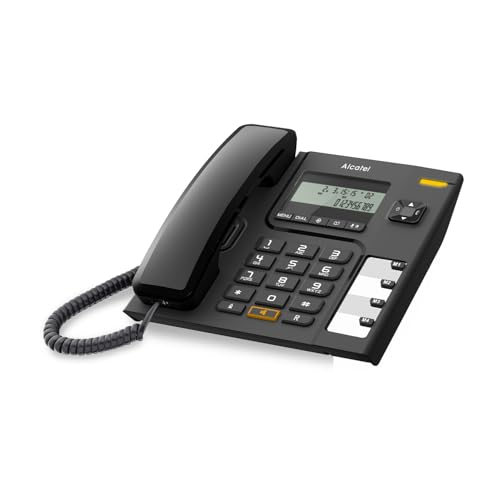 Alcatel T56 NERO Telefono fisso con ampio display, funzione Vivavoce, 4 Tasti di memoria diretta, Registro chiamate dettagliato, Tasto Mute