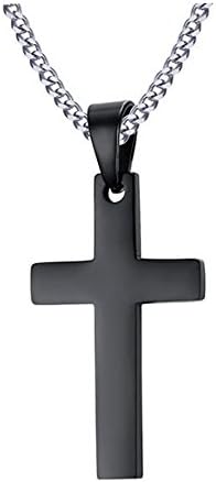 Quaappaa Stainless Steel Cross Religious Pendant Chain Necklace for Men Women