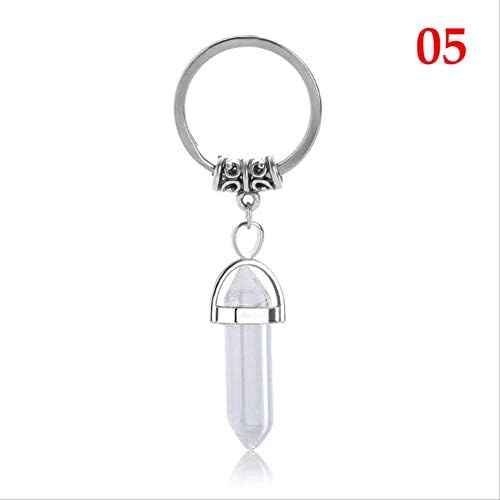 Kzfs Keychain 1 Pc Natural Stone Pendant Keychain Natural Quartz Stone Key Rings Pink Crystal Key Chains 5