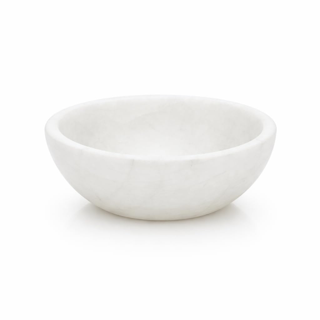 Heimtex Selenite Crystal Bowl - Round Selenite Crystal Cleansing Bowl for Room Decor & Decorative Home Accessories (6 cm)