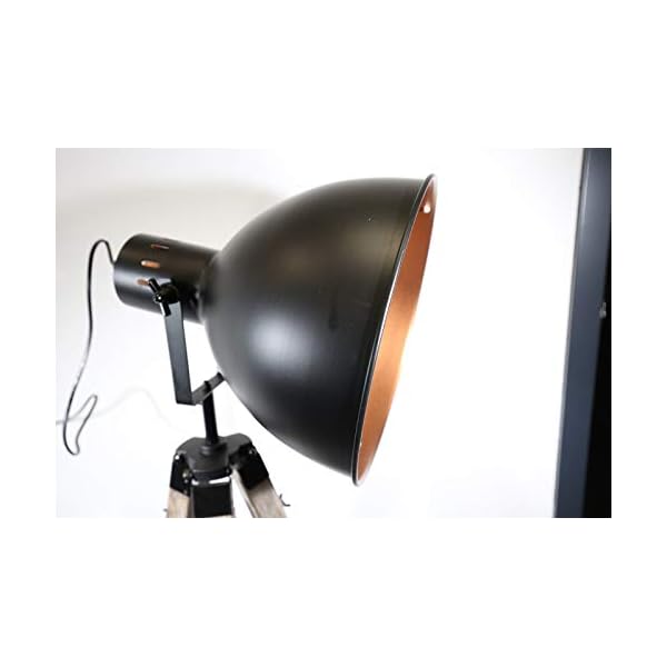 Lüllmann Stativ Stehleuchte Studiolampe Stehlampe Spot Schwarz/Gold Lampe Höhe:95-143cm 605455 Retrolampe Tripod – Bild 5