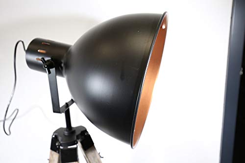 Lüllmann Stativ Stehleuchte Studiolampe Stehlampe Spot Schwarz/Gold Lampe Höhe:95-143cm 605455 Retrolampe Tripod – Bild 5