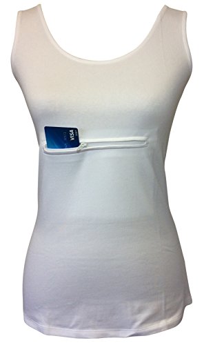Clever Travel Companion Unisex Tank top with secret pocket White Small