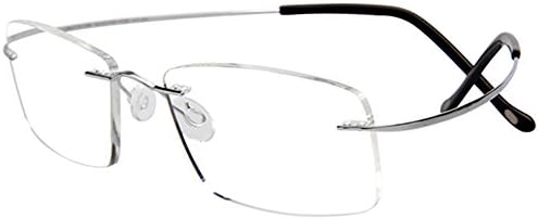 3 g Frame Only, Titanium Rimless Reading Glasses Readers Men Women Gunmetal +2.0