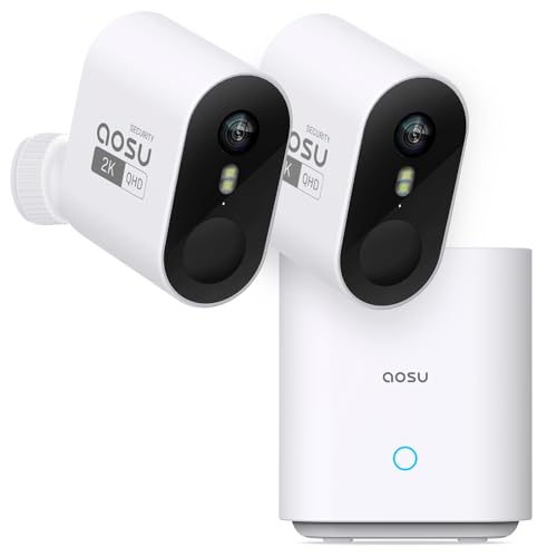 aosu 2K Überwachungskamera Aussen Akku 240 Tage 2-Kit + aosuBase 32GB Lokal