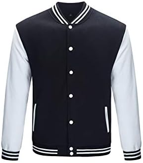 TRIFUNESS Varsity Jacket Letterman Jacket Baseball Jacket with Long Sleeve Banded Collar