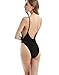Stripsky One Piece Swimsuit V Neck,High Cut Swimsuit for Women(Black-M)