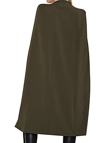ASMAX HaoDuoYi Women Casual Open Front Cape Trench Duster Coat Longline Blazer(L,Army Green) - Thumbnail 2