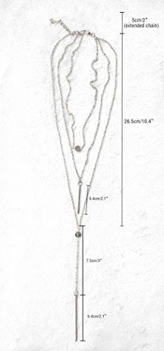 Suyi Exquisite Sequins Multilayer Chain Turquoise Beads Necklace with Feather Pendent Hanging Rod Silver - Thumbnail 2