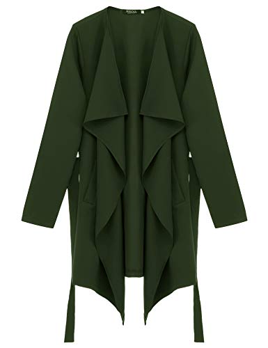 FISOUL Women's Casual Long Sleeve Lapel Outwear Trench Coat Cardigan (Army Green, S)