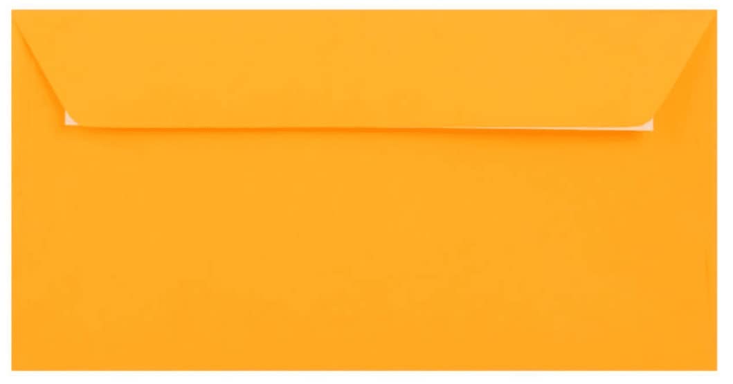 DL (110mm x 220mm) Coloured Envelopes Perfect for Christmas Cards, Greeting Cards, Wedding/Party Invitations, Crafts and Many More - Pack of 12 (Golden Yellow Peel & Seal)
