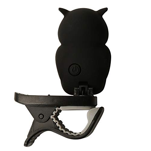 SWIFF Guitar Tuner Clip-On with Clear Bright LCD Display for All String Instruments with Bass, Ukulele,Violin Accessories (Owl Black)