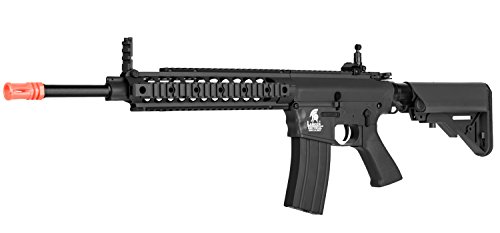 UKARMS Lancer Tactical AEG SR-16 Electric Airsoft Gun w/Battery Charger w/Molded Grip (Black)