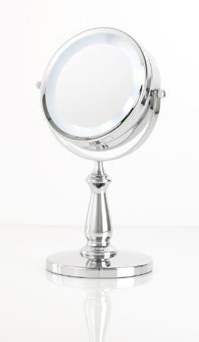 Danielle 15cm Double Sided Halo Light Pedestal Chrome Pedestal Mirror x 5 Magnified
