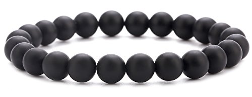 Hamoery Men Women 8mm Lava Rock Wrap Bracelet Braided Rope Natural Stone Stack Bracelet Bangle Set(Set 1)
