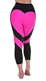 Huiyuzhi Women's Heart Shape Fitness Yoga Sport Pants Leggings (M, Black-Pink)