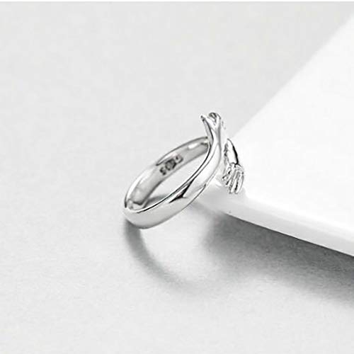 TONGHANG Women\'s 925 Sterling Silver Ring, Love Hugging Rings, Adjustable Open Ring for Women, Fashion Engagement Bands for Couples Wedding (Silver-A, Adjustable)