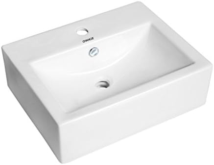 Changie Above Counter Rectangular Vanity Bathroom Ceramic Vessel Basin 6026W,White,20x16 inches
