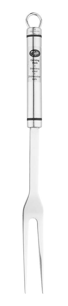 Tala Stainless Steel Fork, 2 Prong Carving Fork Ideal for Holding Roasted Meats Steady While Carving After Cooking or BBQ, Dishwasher Safe, 33.4 x 2.5 x 1.5 cm