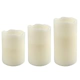 Mark Feldstein & Associates B456MT Flameless LED Vanilla-Scented Candle Pillar with Auto On/Off Timer, Set of 3
