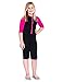 Tuga Girls Shorty 1.5mm Neoprene/Spandex Wetsuit (UPF 50+), Fuchsia, S (7/8 yrs)