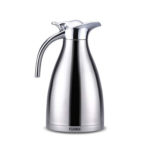 FUNRUI Vacuum Insulated Jug Thermal Carafe Stainless Steel Double Wall Insulation Pot for Coffee Juice Milk Tea Beverages (1L Silver)