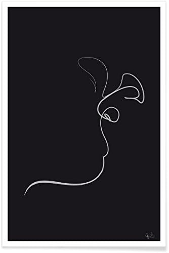 JUNIQE® Posters 30x45cm Black & White Couples - Design „First Kiss of 2016 Noir“ (Format: Portrait) - Pictures, Art prints & Prints by independent artists designed by Quibe