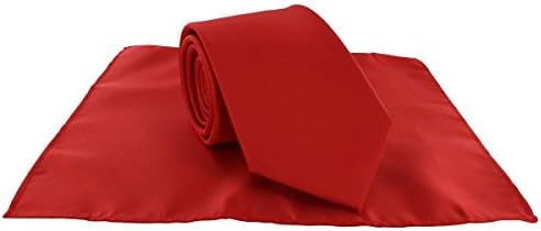 Scarlet Red Plain Polyester Pocket Square and Tie Set by Michelsons of London