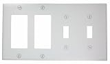 Leviton P2262-W 4-Gang 2-Toggle Decora/GFCI Device Combination Wallplate, Device Mount, White