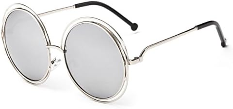 SnikFish Fashion Women Color Film Sunglasses Round Frame Sun Glasses (silver)
