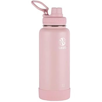 Takeya 51012 Actives Insulated Stainless Steel Water Bottle with Spout Lid, 40 oz, Blush