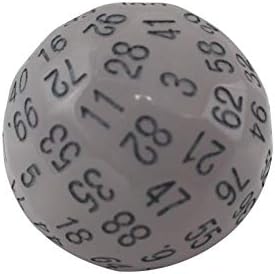 Skull Splitter Dice Single 100 Sided Polyhedral Dice (D100) | White Color with Black Numbering/Blue Glow in The Dark (45mm)