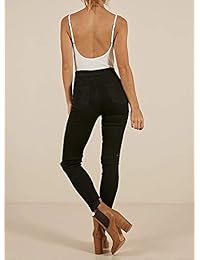 Pantalones de mezclilla para dama de talle medio, ajustados, elásticos, 8